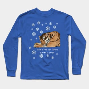 Cute Sleeping Tiger Snowflake Christmas Long Sleeve T-Shirt